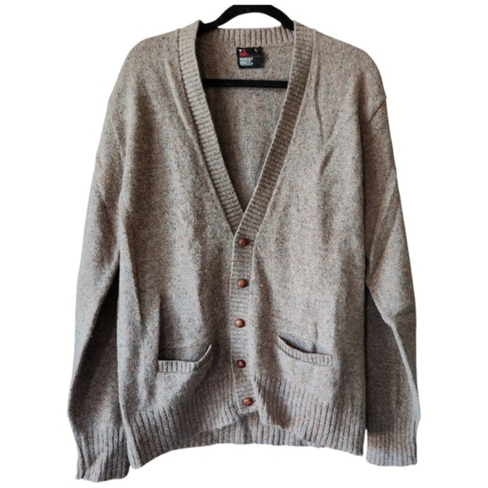 Vtg Arnold Palmer Robert Bruce Wool Grandpa Cardigan Sweater‎ Men's Large Brown